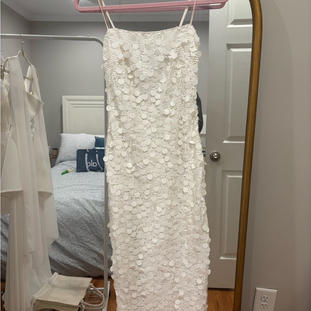 Petal & Pup White Sequin Midi Dress